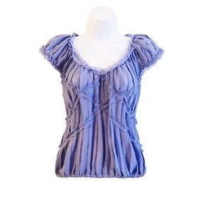 Studio M Lavender Lilac Pleated Ruffled Blouse Top